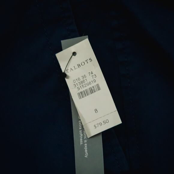 Talbots Size 8 Blue Girlfriend Chino Blue Button Zip Stretch Ankle Cotton Pants - Picture 6 of 8